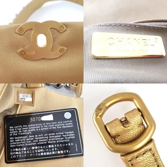 Sold on our website CHANEL 19 2020 Metallic Gold Goatskin Quilted Waist Belt Bag - Picture 13 of 13